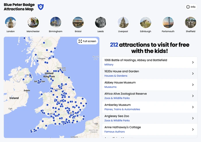Blue Peter Attractions Map