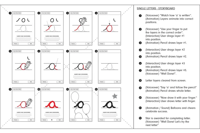Single letters storyboard