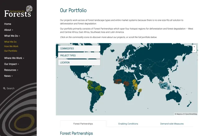 Partnerships for Forests - Interactive map